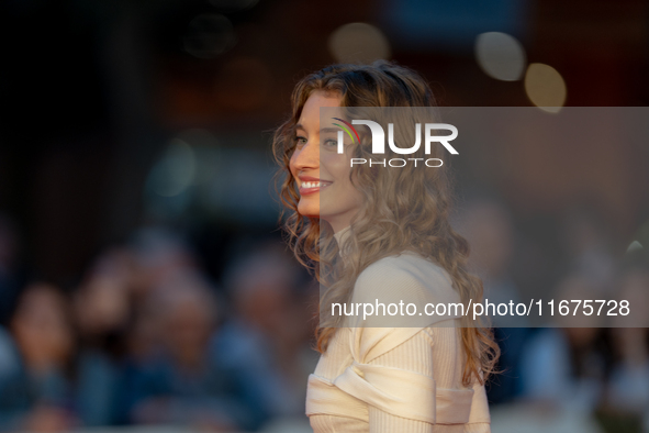 Giulia Maenza attends the ''U.S. Palmese'' red carpet during the 19th Rome Film Festival at Auditorium Parco Della Musica in Rome, Italy, on...