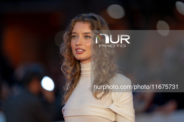 Giulia Maenza attends the ''U.S. Palmese'' red carpet during the 19th Rome Film Festival at Auditorium Parco Della Musica in Rome, Italy, on...