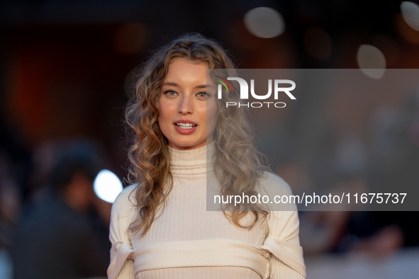 Giulia Maenza attends the ''U.S. Palmese'' red carpet during the 19th Rome Film Festival at Auditorium Parco Della Musica in Rome, Italy, on...