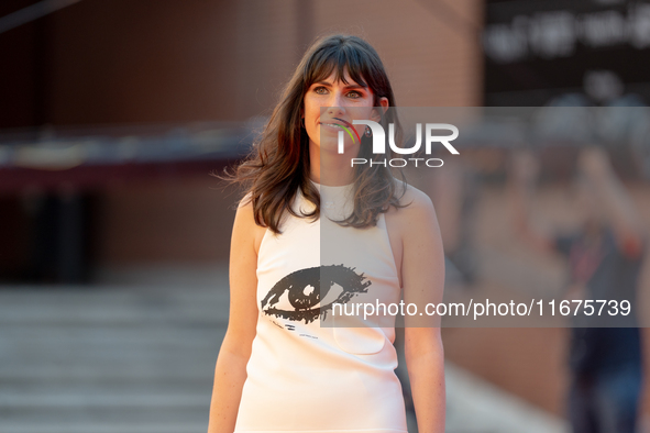 Aurora Calabresi attends the ''U.S. Palmese'' red carpet during the 19th Rome Film Festival at Auditorium Parco Della Musica in Rome, Italy,...