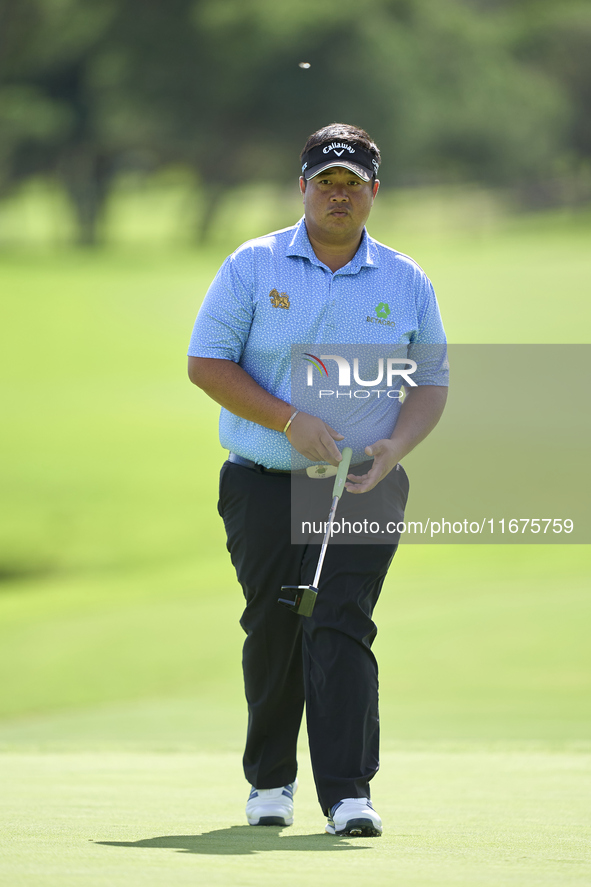 Kiradech Aphibarnrat of Thailand walks on the 16th green on day one of the Estrella Damm N.A. Andalucia Masters 2024 at Real Club de Golf So...