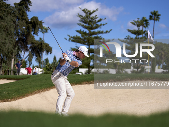 David Micheluzzi of Australia plays his shot out of a bunker on the 16th hole on day one of the Estrella Damm N.A. Andalucia Masters 2024 at...