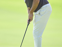 Darren Fichardt of South Africa plays a shot on the 16th green on day one of the Estrella Damm N.A. Andalucia Masters 2024 at Real Club de G...