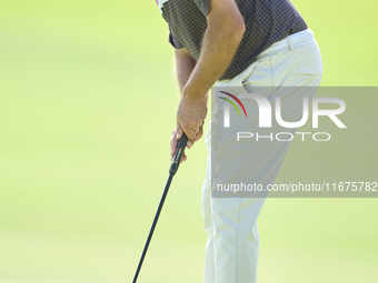 Darren Fichardt of South Africa plays a shot on the 16th green on day one of the Estrella Damm N.A. Andalucia Masters 2024 at Real Club de G...