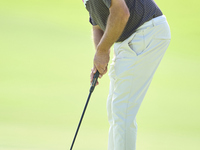 Darren Fichardt of South Africa plays a shot on the 16th green on day one of the Estrella Damm N.A. Andalucia Masters 2024 at Real Club de G...