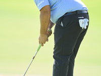 Kiradech Aphibarnrat of Thailand plays a shot on the 16th green on day one of the Estrella Damm N.A. Andalucia Masters 2024 at Real Club de...