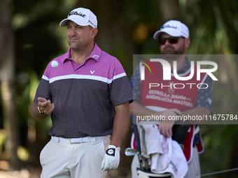 Darren Fichardt of South Africa reacts on the 16th hole on day one of the Estrella Damm N.A. Andalucia Masters 2024 at Real Club de Golf Sot...