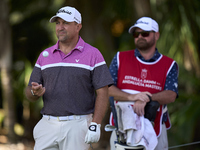 Darren Fichardt of South Africa reacts on the 16th hole on day one of the Estrella Damm N.A. Andalucia Masters 2024 at Real Club de Golf Sot...