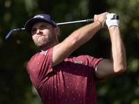 Adri Arnaus of Spain tees off on the 17th hole on day one of the Estrella Damm N.A. Andalucia Masters 2024 at Real Club de Golf Sotogrande i...