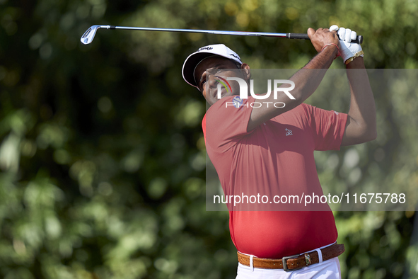 Om Prakash Chouhan of India tees off on the 17th hole on day one of the Estrella Damm N.A. Andalucia Masters 2024 at Real Club de Golf Sotog...