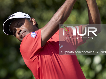 Om Prakash Chouhan of India tees off on the 17th hole on day one of the Estrella Damm N.A. Andalucia Masters 2024 at Real Club de Golf Sotog...