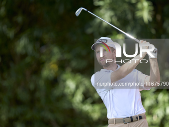 Rasmus Neergaard-Petersen of Denmark tees off on the 17th hole on day one of the Estrella Damm N.A. Andalucia Masters 2024 at Real Club de G...