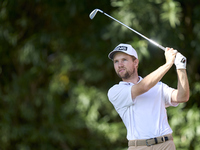 Rasmus Neergaard-Petersen of Denmark tees off on the 17th hole on day one of the Estrella Damm N.A. Andalucia Masters 2024 at Real Club de G...