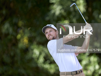 Rasmus Neergaard-Petersen of Denmark tees off on the 17th hole on day one of the Estrella Damm N.A. Andalucia Masters 2024 at Real Club de G...