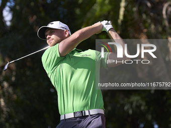 Daniel Gavins of England tees off on the 17th hole on day one of the Estrella Damm N.A. Andalucia Masters 2024 at Real Club de Golf Sotogran...