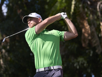 Daniel Gavins of England tees off on the 17th hole on day one of the Estrella Damm N.A. Andalucia Masters 2024 at Real Club de Golf Sotogran...