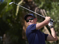 Daan Huizing of the Netherlands tees off on the 17th hole on day one of the Estrella Damm N.A. Andalucia Masters 2024 at Real Club de Golf S...