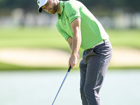 Daniel Gavins of England plays a shot on the 16th green on day one of the Estrella Damm N.A. Andalucia Masters 2024 at Real Club de Golf Sot...