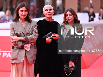 Elisa Fuksas, Doriana Mandrelli, and Lavinia Fuksas attend the ''Marko Polo'' red carpet during the 19th Rome Film Festival at Auditorium Pa...