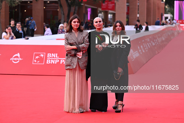 Elisa Fuksas, Doriana Mandrelli, and Lavinia Fuksas attend the ''Marko Polo'' red carpet during the 19th Rome Film Festival at Auditorium Pa...