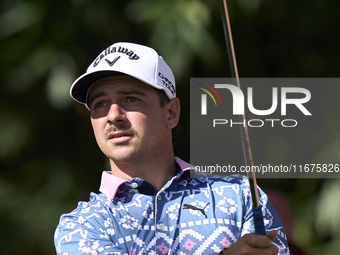 David Micheluzzi of Australia tees off on the 17th hole on day one of the Estrella Damm N.A. Andalucia Masters 2024 at Real Club de Golf Sot...