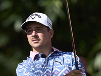 David Micheluzzi of Australia tees off on the 17th hole on day one of the Estrella Damm N.A. Andalucia Masters 2024 at Real Club de Golf Sot...