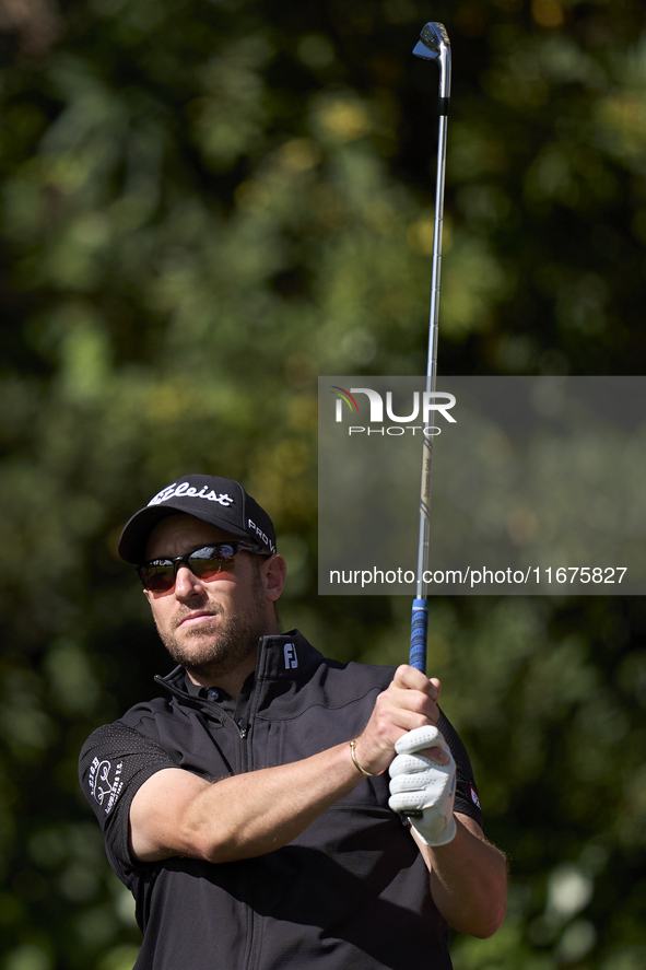 Matthew Southgate of England tees off on the 17th hole on day one of the Estrella Damm N.A. Andalucia Masters 2024 at Real Club de Golf Soto...