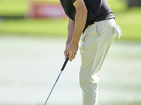 Matthew Southgate of England plays a shot on the 16th green on day one of the Estrella Damm N.A. Andalucia Masters 2024 at Real Club de Golf...