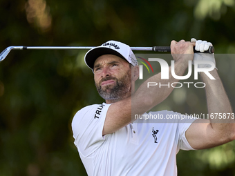 Oliver Wilson of England tees off on the 17th hole on day one of the Estrella Damm N.A. Andalucia Masters 2024 at Real Club de Golf Sotogran...