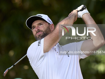 Oliver Wilson of England tees off on the 17th hole on day one of the Estrella Damm N.A. Andalucia Masters 2024 at Real Club de Golf Sotogran...