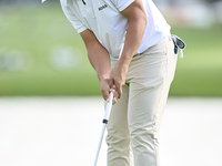 Gavin Green of Malaysia plays a shot on the 16th green on day one of the Estrella Damm N.A. Andalucia Masters 2024 at Real Club de Golf Soto...