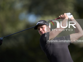 Niklas Norgaard of Denmark tees off on the 12th hole on day one of the Estrella Damm N.A. Andalucia Masters 2024 at Real Club de Golf Sotogr...