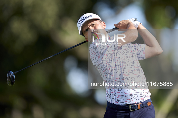 David Ravetto of France tees off on the 12th hole on day one of the Estrella Damm N.A. Andalucia Masters 2024 at Real Club de Golf Sotogrand...