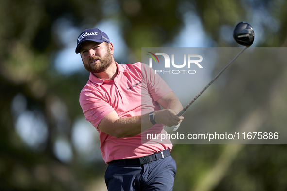 Jordan Smith of England tees off on the 12th hole on day one of the Estrella Damm N.A. Andalucia Masters 2024 at Real Club de Golf Sotogrand...