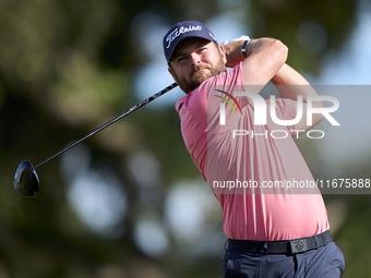 Jordan Smith of England tees off on the 12th hole on day one of the Estrella Damm N.A. Andalucia Masters 2024 at Real Club de Golf Sotogrand...