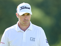 Julien Guerrier of France reacts on the 11th green on day one of the Estrella Damm N.A. Andalucia Masters 2024 at Real Club de Golf Sotogran...