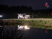 Driver Sebastien Ogier and co-driver Vincent Landais of the team Toyota Gazoo Racing WRT, with their Toyota GR Yaris Rally1 Hybrid, face the...