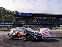 Driver Sebastien Ogier and co-driver Vincent Landais of the team Toyota Gazoo Racing WRT, with their Toyota GR Yaris Rally1 Hybrid, face the...