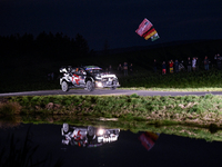 Driver Elfyn Evans and co-driver Scott Martin of the team Toyota Gazoo Racing WRT, in a Toyota GR Yaris Rally1 Hybrid, face the first day of...