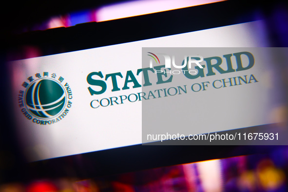 State Grid Corporation Of China logo is screened on a mobile phone for illustration photo. Krakow, Poland on October 17th, 2024. 