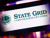 State Grid Corporation Of China logo is screened on a mobile phone for illustration photo. Krakow, Poland on October 17th, 2024. (