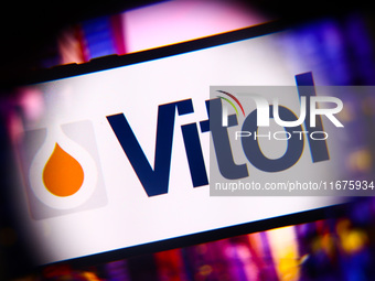 Vitol logo is screened on a mobile phone for illustration photo. Krakow, Poland on October 17th, 2024. (