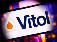 Vitol logo is screened on a mobile phone for illustration photo. Krakow, Poland on October 17th, 2024. (