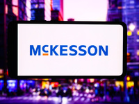 McKesson logo is screened on a mobile phone for illustration photo. Krakow, Poland on October 17th, 2024. (