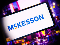 McKesson logo is screened on a mobile phone for illustration photo. Krakow, Poland on October 17th, 2024. (