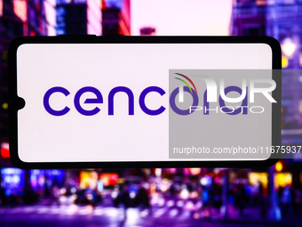 Cencora logo is screened on a mobile phone for illustration photo. Krakow, Poland on October 17th, 2024. (