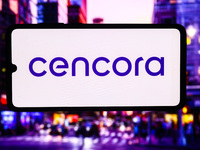 Cencora logo is screened on a mobile phone for illustration photo. Krakow, Poland on October 17th, 2024. (