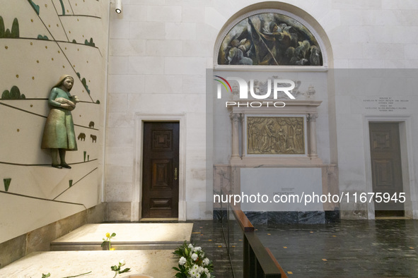 In Lisbon, Portugal, on October 17, 2024, a general view inside the Basilica of Fatima in Portugal shows Fatima becoming a pilgrimage destin...