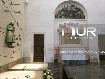 In Lisbon, Portugal, on October 17, 2024, a general view inside the Basilica of Fatima in Portugal shows Fatima becoming a pilgrimage destin...