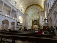 In Lisbon, Portugal, on October 17, 2024, a general view inside the Basilica of Fatima in Portugal shows Fatima becoming a pilgrimage destin...